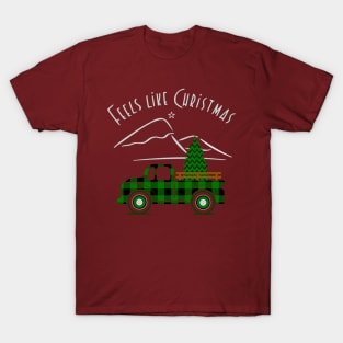 Feels Like Christmas, Green Plaid Pickup Truck T-Shirt